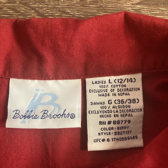Bobbie Brooks Maroon Blouse Top Size Large 12/14 Jungle Animals EUC - Picture 4 of 10